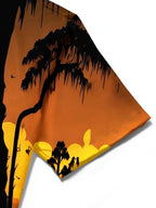 Oceanlyte Men's Hawaiian Sunset Swamp Landscape Print Short Sleeve Shirt with Chest Pocket