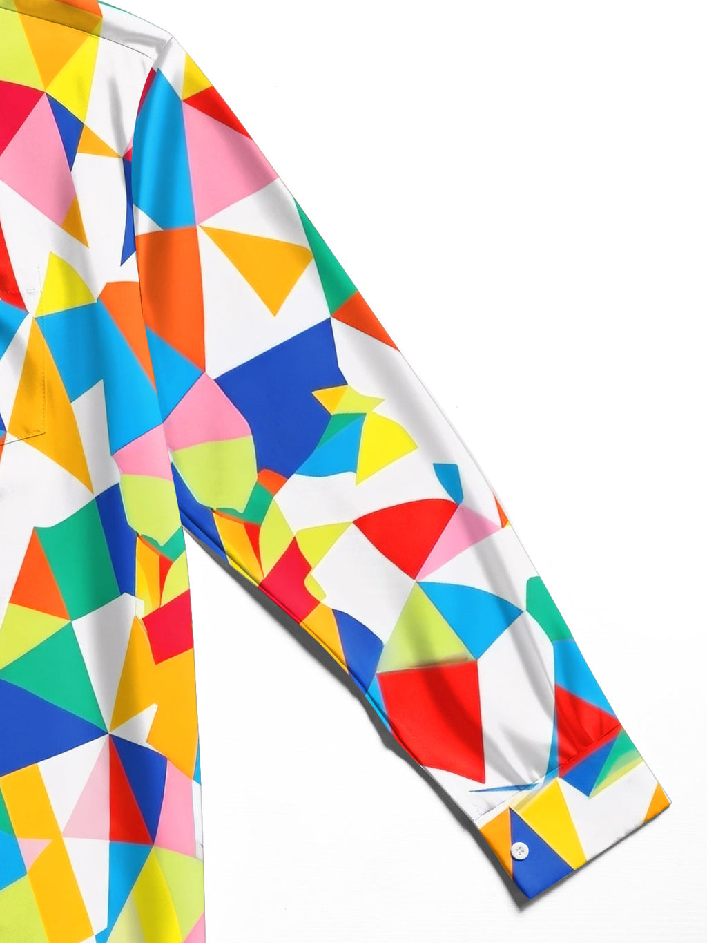 Oceanlyte Men's Printed Colorful Geometric Triangles Print Long Sleeve Shirt with Chest Pocket