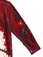 Oceanlyte Men's Printed Red Rose And Black Thorns Print Long Sleeve Shirt with Chest Pocket