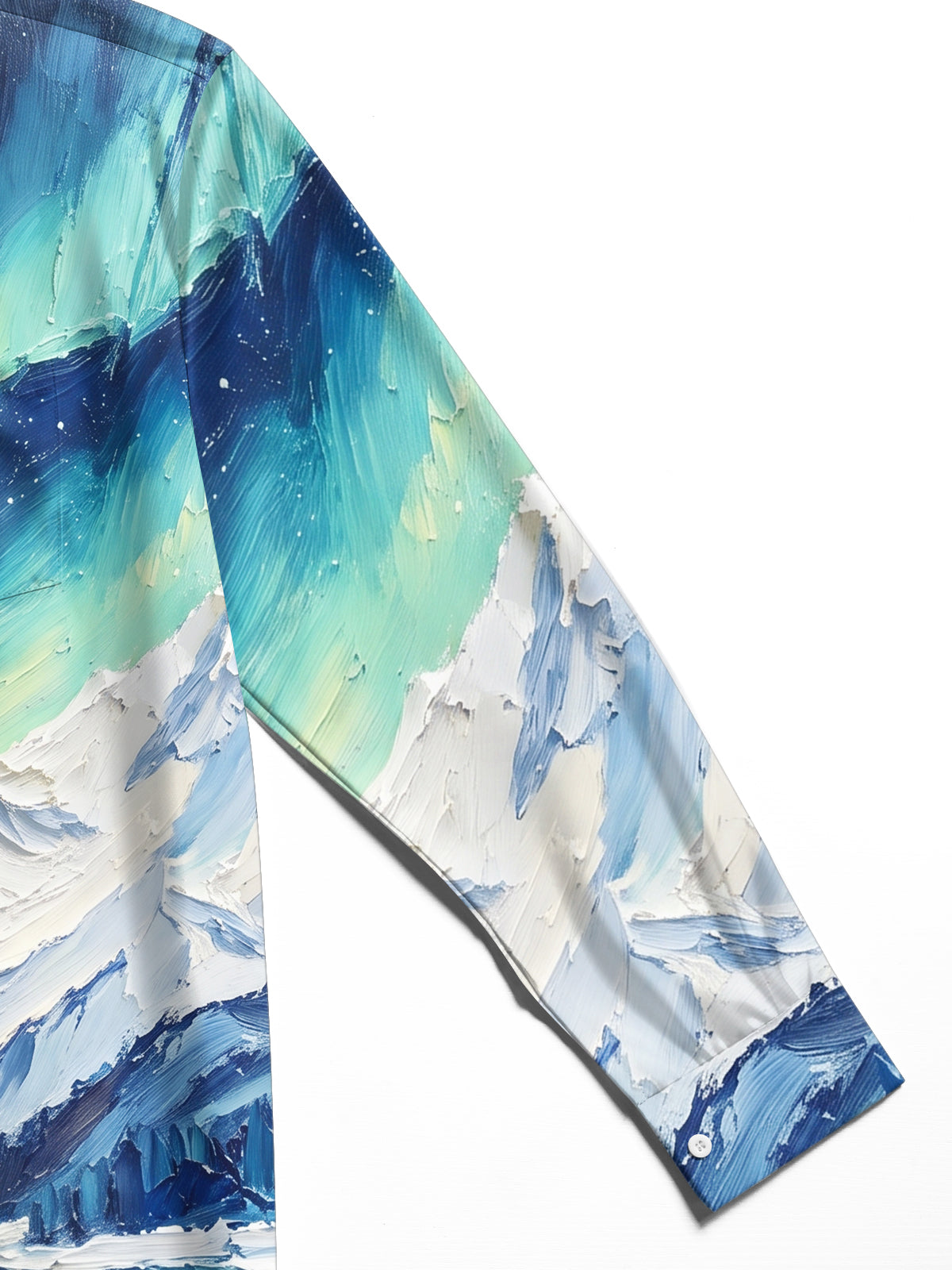 Oceanlyte Men's Aurora Borealis And Snowy Mountains Print Long Sleeve Shirt with Chest Pocket