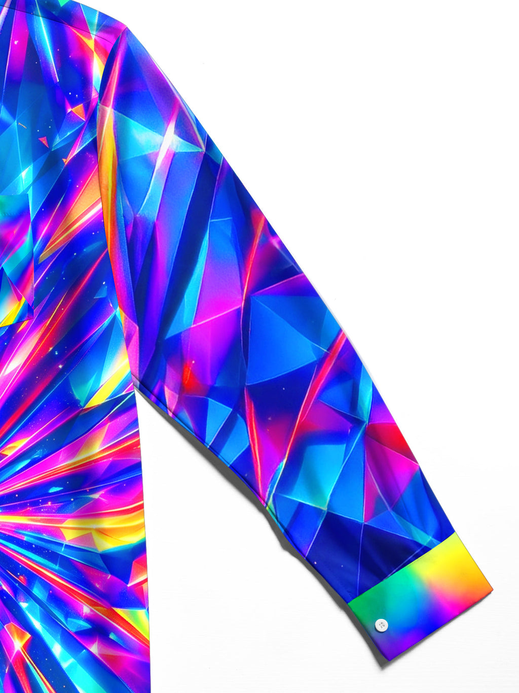 Oceanlyte Men's 3D Colorful Geometric Prism Pattern Long Sleeve Shirt with Chest Pocket
