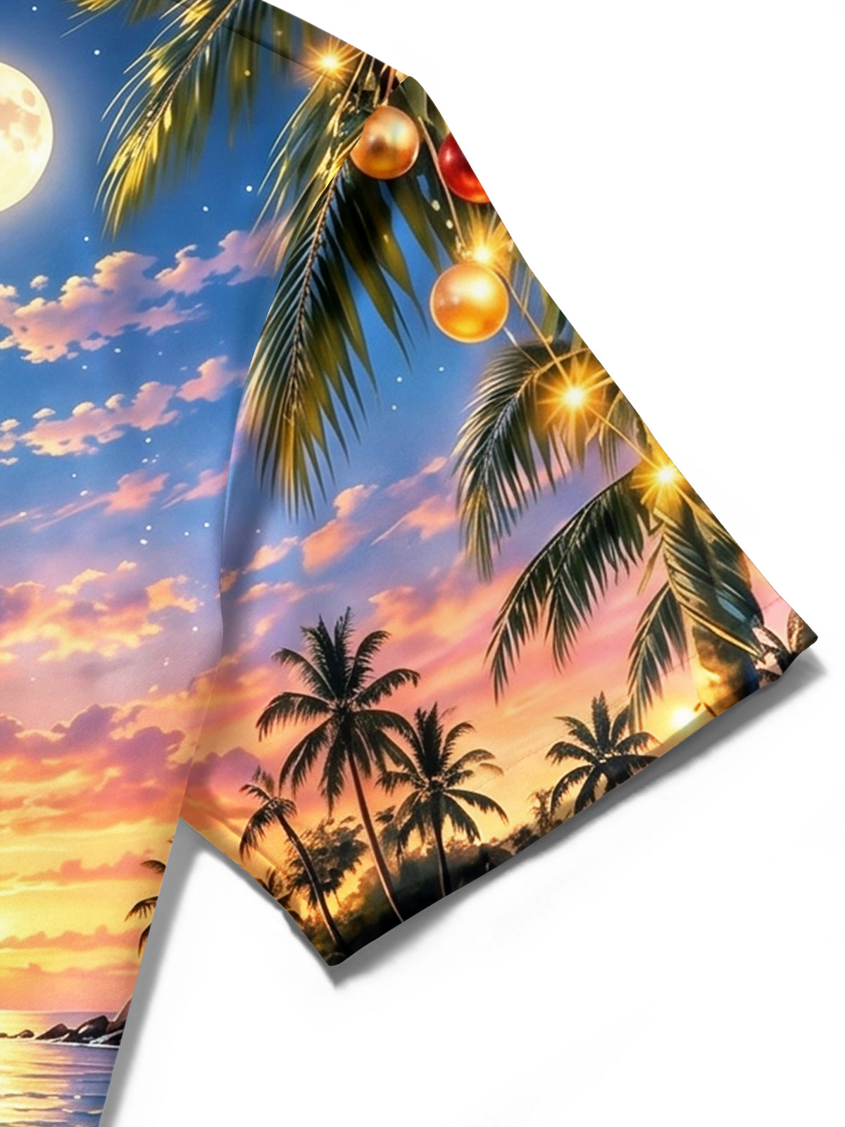 Oceanlyte Men's Short Sleeve Shirt - Christmas Sailboat And Ornaments On Beach Print with Chest Pocket
