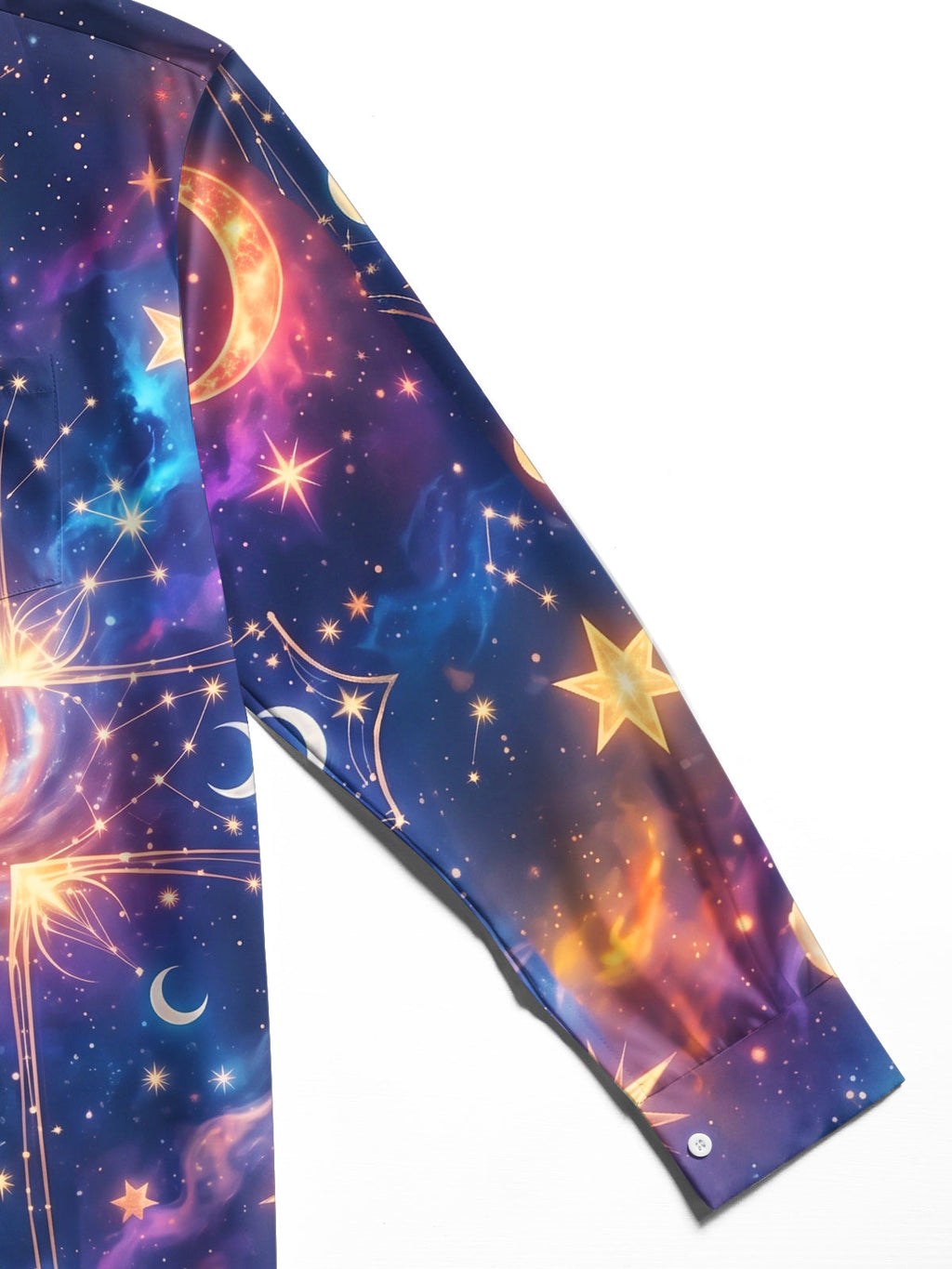 Oceanlyte Men's Galaxy Cross With Stars And Moons Print Long Sleeve Shirt with Chest Pocket