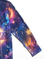 Oceanlyte Men's Galaxy Cross With Stars And Moons Print Long Sleeve Shirt with Chest Pocket