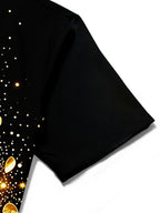 Oceanlyte Men's Printed Gold Leopard Head Print Short Sleeve Shirt with Chest Pocket
