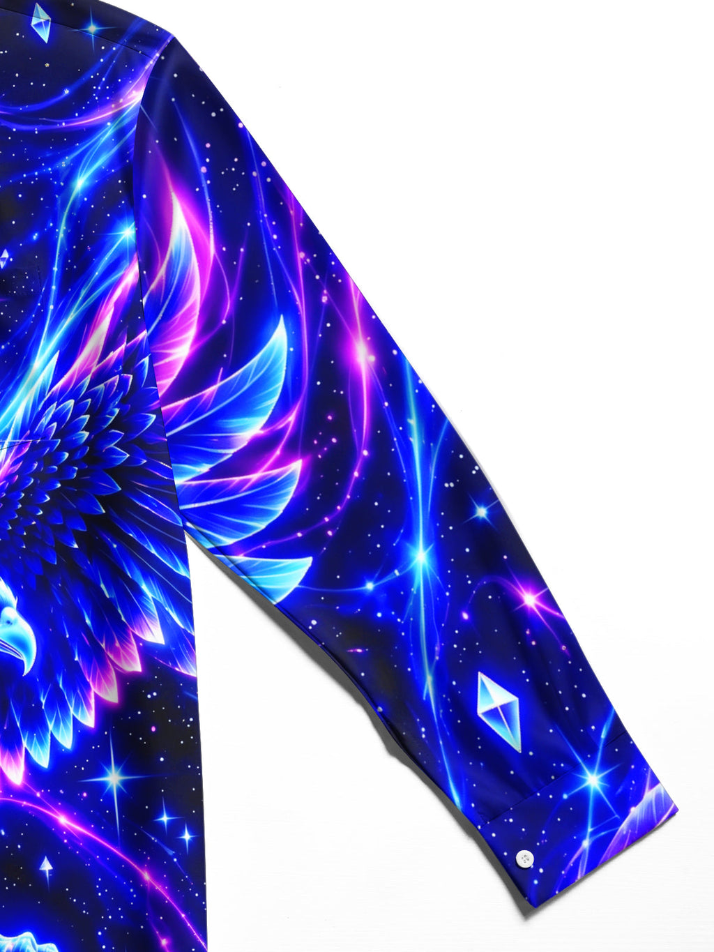 Oceanlyte Men's Neon Eagle With Galaxy Background Print Long Sleeve Shirt with Chest Pocket