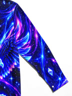 Oceanlyte Men's Neon Eagle With Galaxy Background Print Long Sleeve Shirt with Chest Pocket