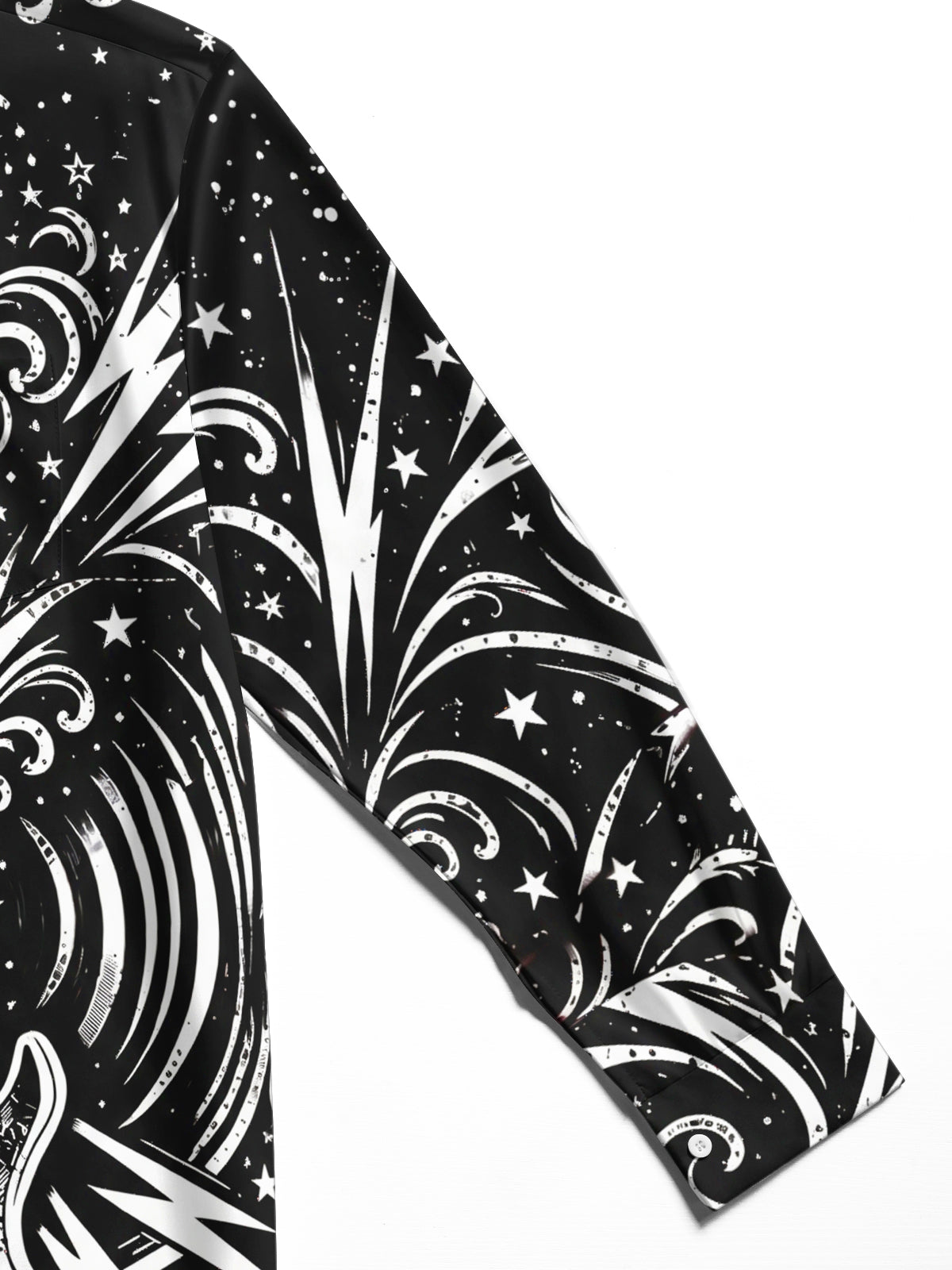 Oceanlyte Men's Bass Guitar With Stars And Lightning Print Long Sleeve Shirt with Chest Pocket