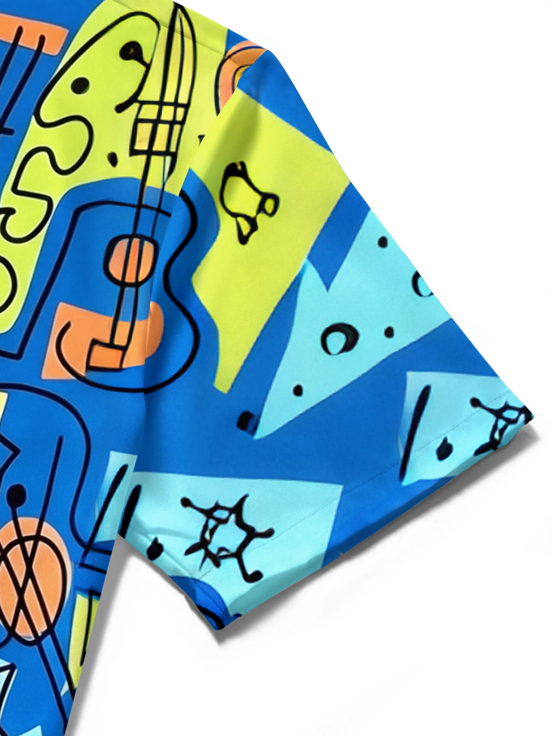 Oceanlyte Men's Graphic Abstract Geometric Guitar Print Short Sleeve Shirt with Chest Pocket