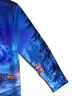 Oceanlyte Men's Graphic Vintage Train In Winter Forest Print Long Sleeve Shirt with Chest Pocket