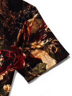 Oceanlyte Men's Vintage Style Dark Floral Bouquet Print Short Sleeve Shirt with Chest Pocket
