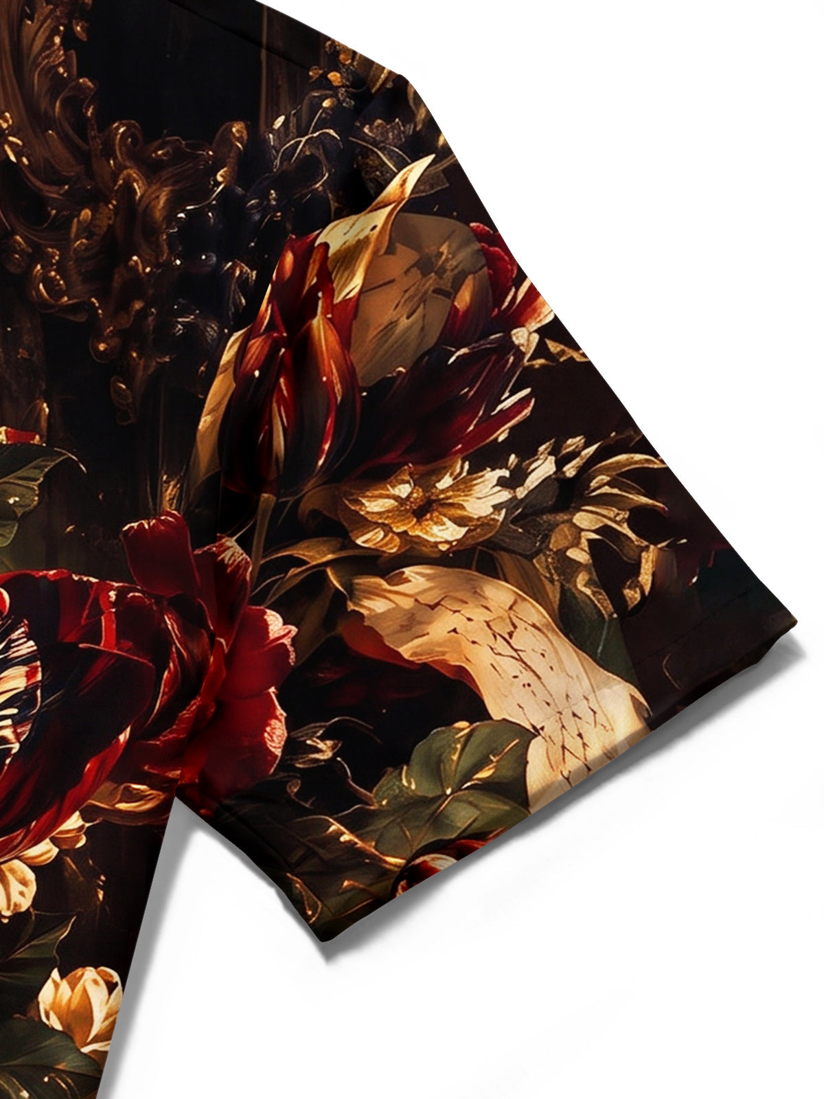 Oceanlyte Men's Vintage Style Dark Floral Bouquet Print Short Sleeve Shirt with Chest Pocket