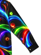 Oceanlyte Men's Printed Neon Abstract Swirls And Circles Print Long Sleeve Shirt with Chest Pocket