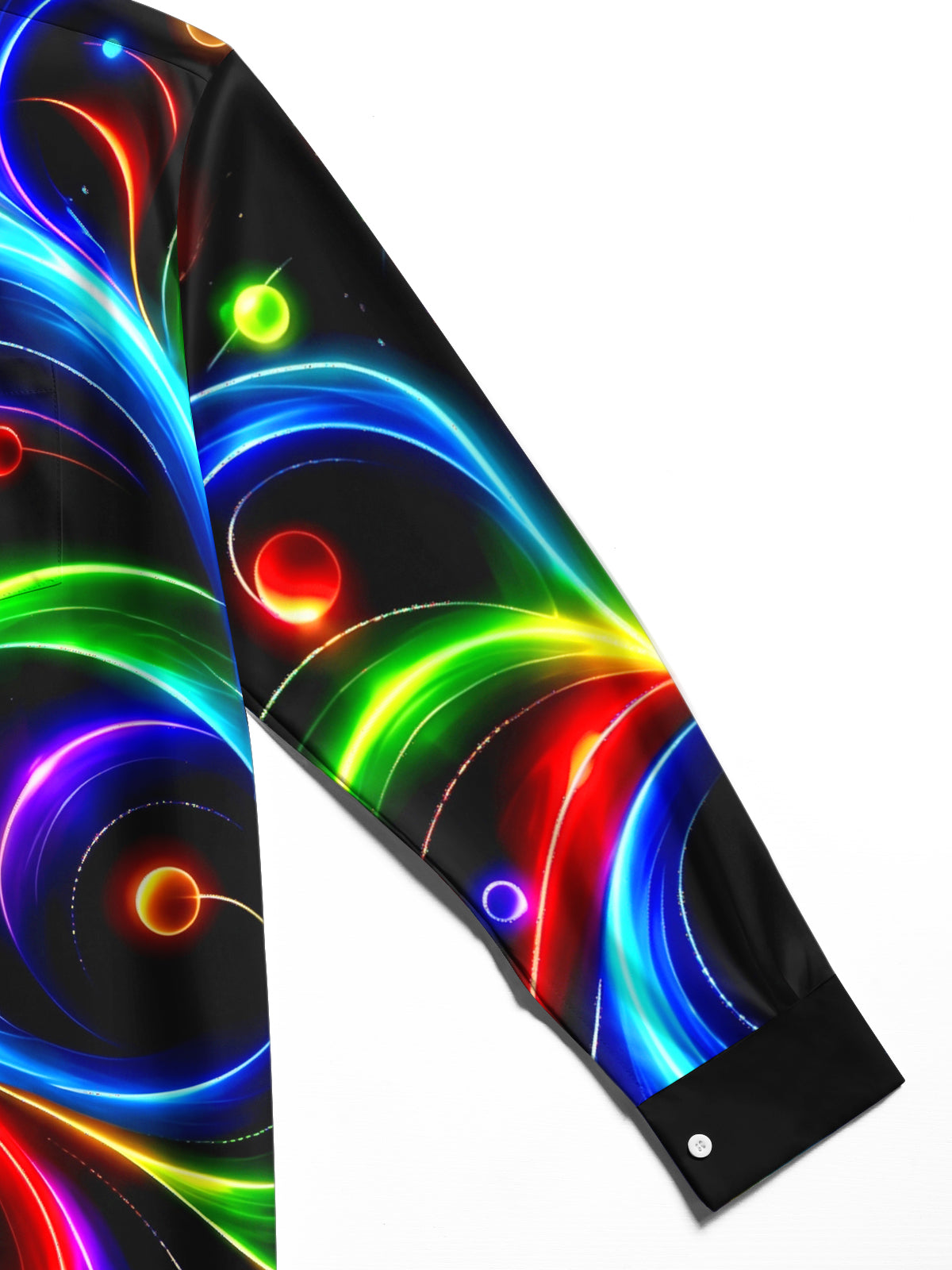 Oceanlyte Men's Printed Neon Abstract Swirls And Circles Print Long Sleeve Shirt with Chest Pocket