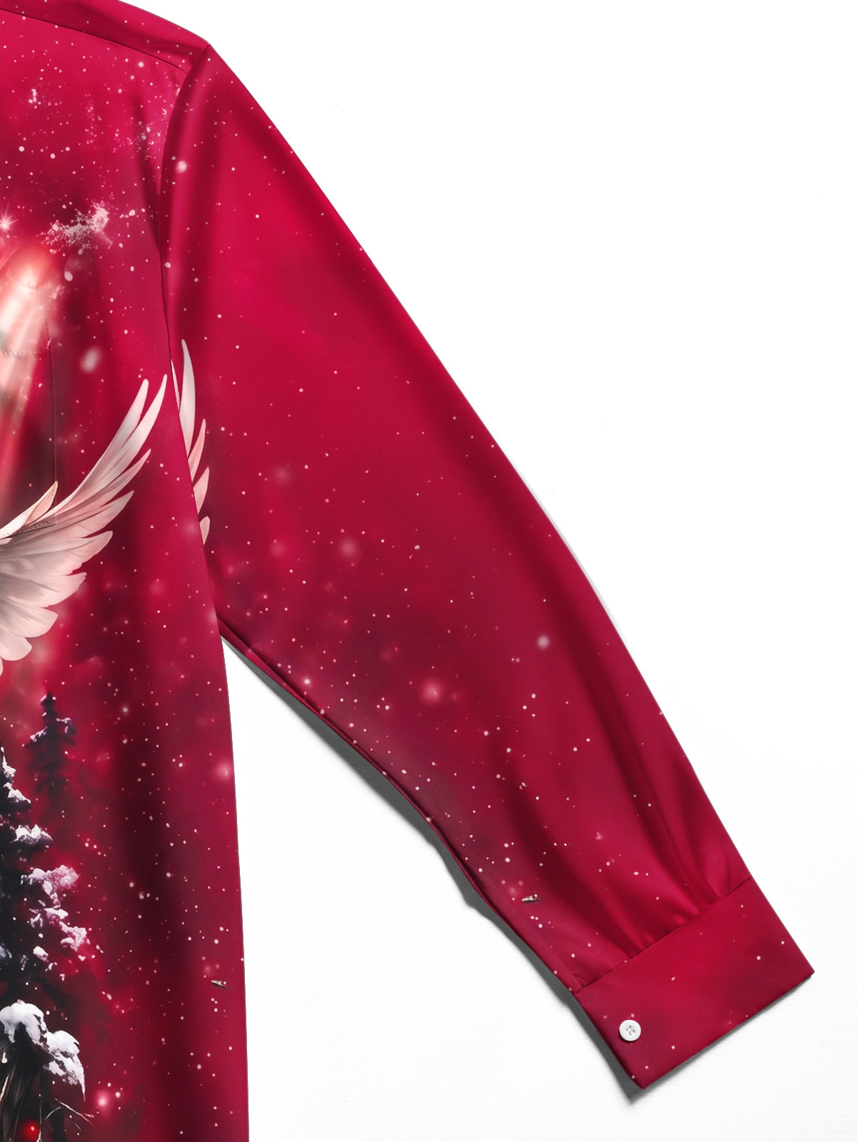 Oceanlyte Men's Long Sleeve Shirt - Christmas Wolf And Peace Dove With Snow And Berries Print with Chest Pocket