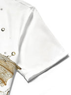 Oceanlyte Men's 3D Golden Umbrella Print Liquid Splash Print Short Sleeve Shirt with Chest Pocket