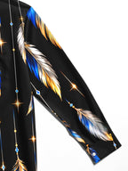 Oceanlyte Men's Printed Feathers And Hanging Crystals Print Long Sleeve Shirt with Chest Pocket
