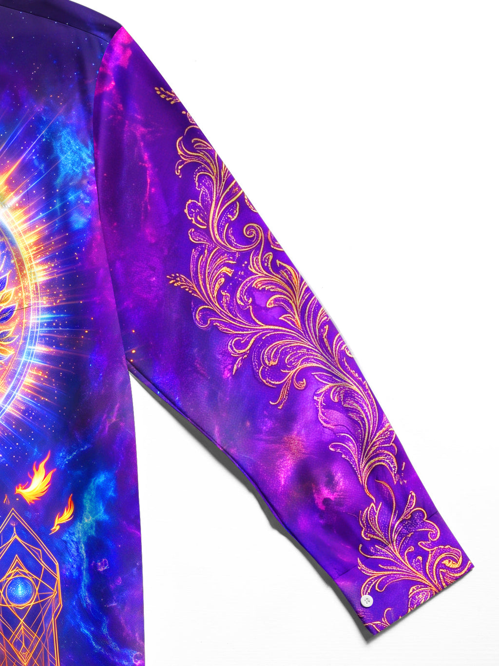 Oceanlyte Men's Graphic Tree Of Life And Phoenix Print Long Sleeve Shirt with Chest Pocket
