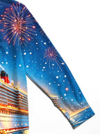 Oceanlyte Men's Graphic Christmas Cruise Ship Print Long Sleeve Shirt with Chest Pocket
