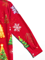 Oceanlyte Men's Printed Christmas Trees And Snowflakes Print Long Sleeve Shirt with Chest Pocket