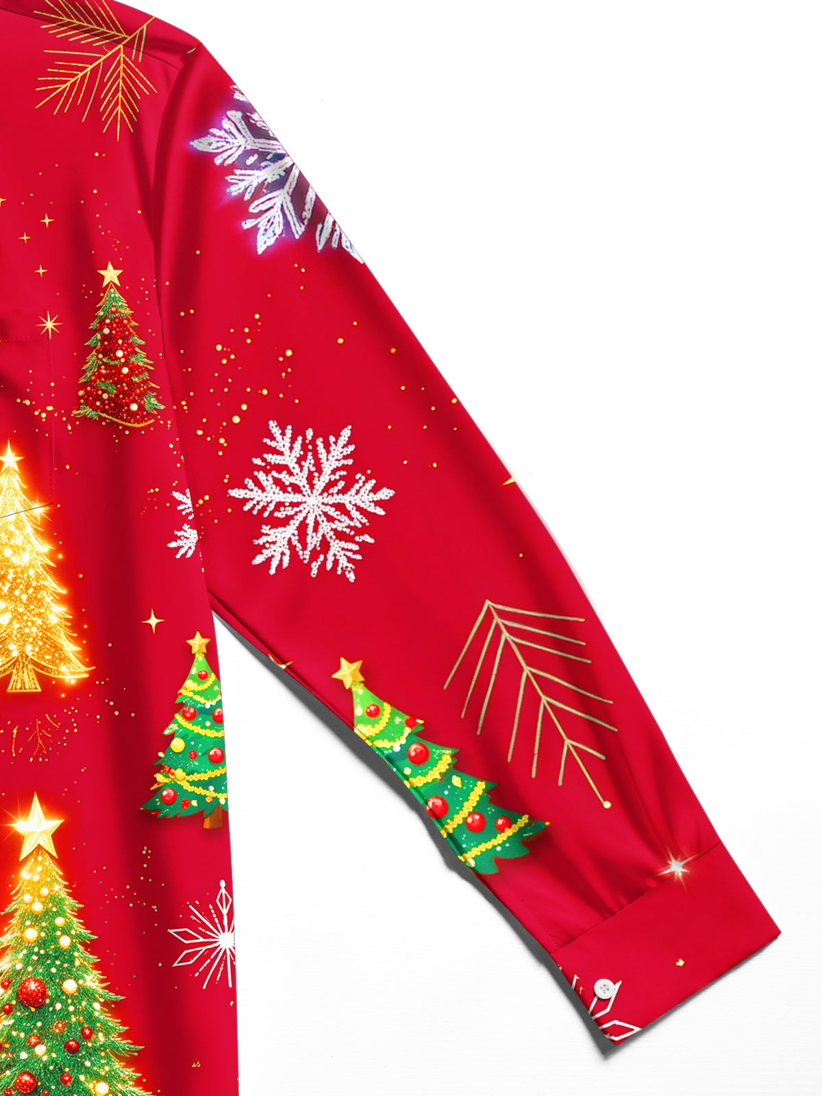 Oceanlyte Men's Printed Christmas Trees And Snowflakes Print Long Sleeve Shirt with Chest Pocket
