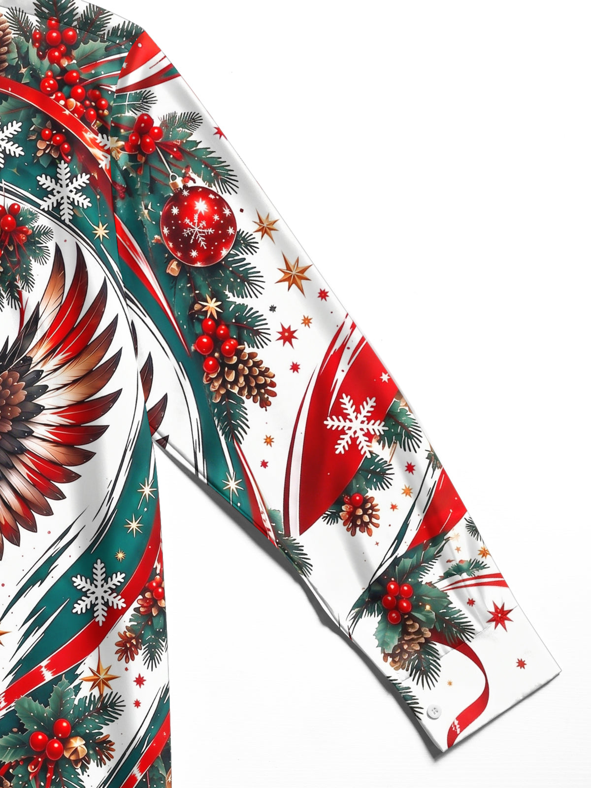 Oceanlyte Men's Printed Christmas Eagle Print Long Sleeve Shirt with Chest Pocket