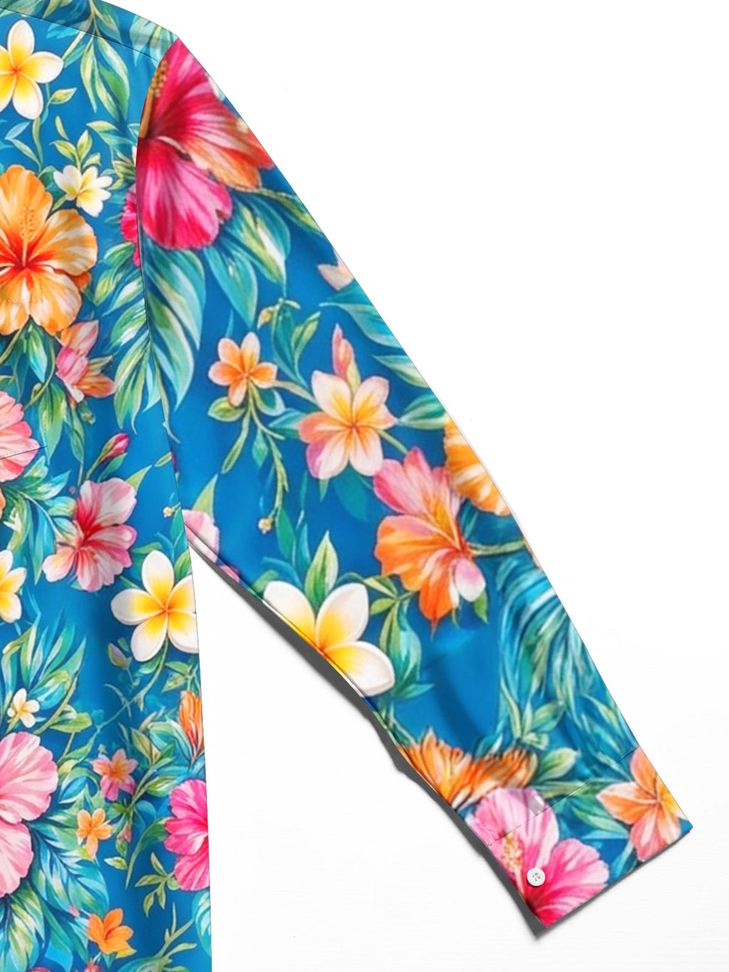 Oceanlyte Men's Tropical Hibiscus And Plumeria Flowers Print Long Sleeve Shirt with Chest Pocket