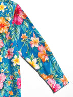 Oceanlyte Men's Tropical Hibiscus And Plumeria Flowers Print Long Sleeve Shirt with Chest Pocket