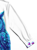 Oceanlyte Men's Graphic Blue Owl With Snowy Berries Print Long Sleeve Shirt with Chest Pocket