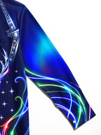 Oceanlyte Men's Long Sleeve Shirt - Neon Crystal Reindeer And Christmas Ornaments Print with Chest Pocket
