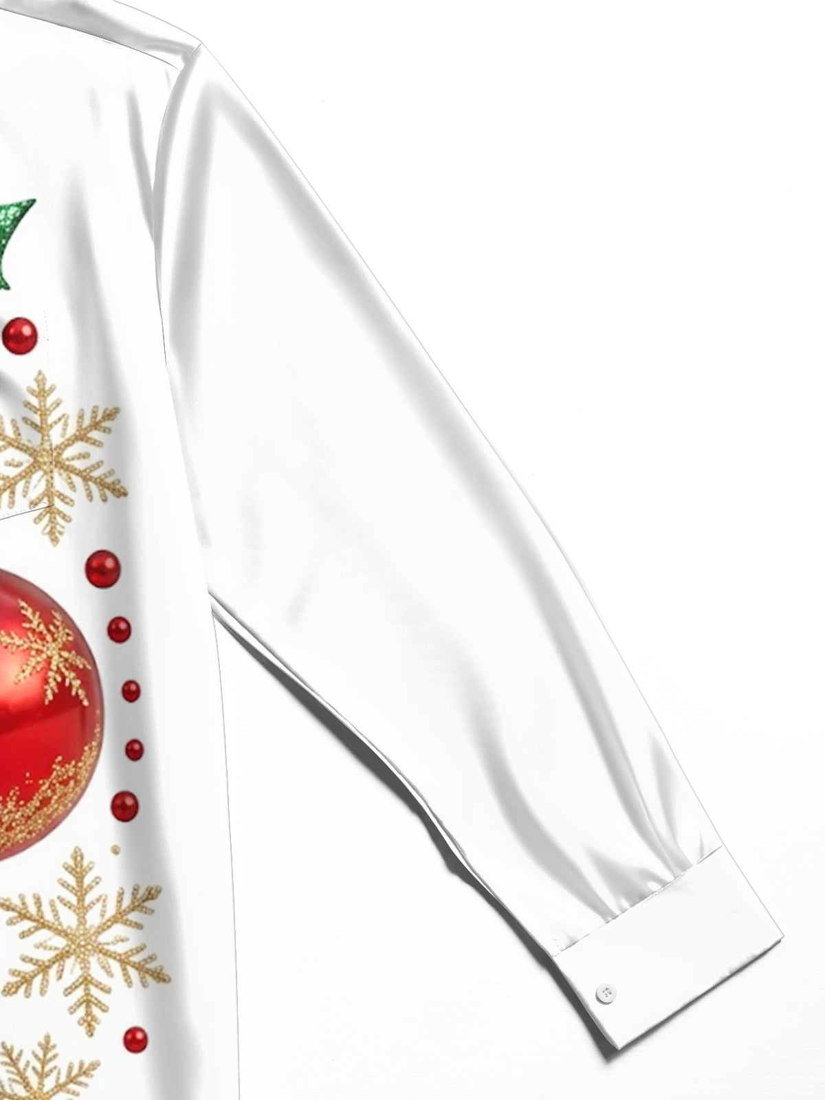 Oceanlyte Men's Christmas Ornaments And Snowflakes Print Long Sleeve Shirt with Chest Pocket