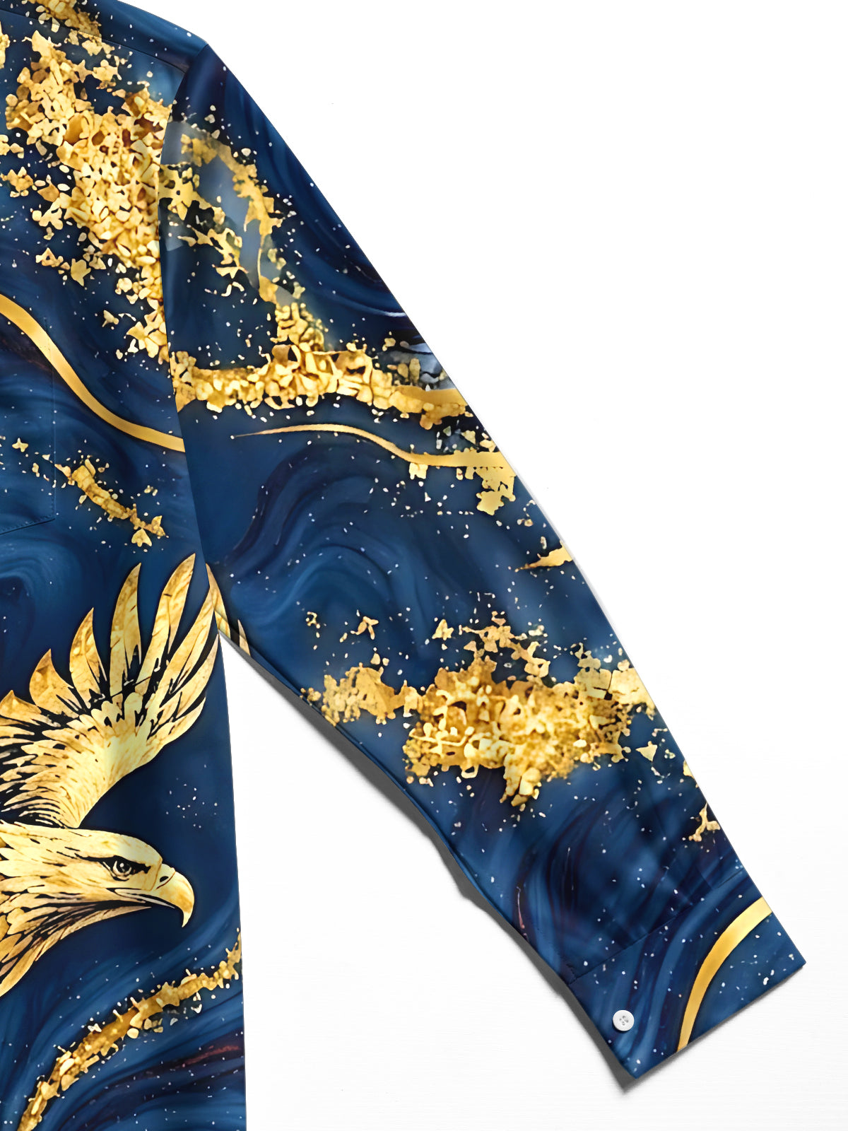Oceanlyte Men's Graphic Abstract Golden Eagle Print Long Sleeve Shirt with Chest Pocket