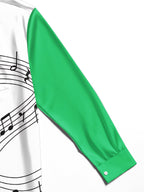 Oceanlyte Men's Printed Musical Notes And Staff Lines Print Long Sleeve Shirt with Chest Pocket