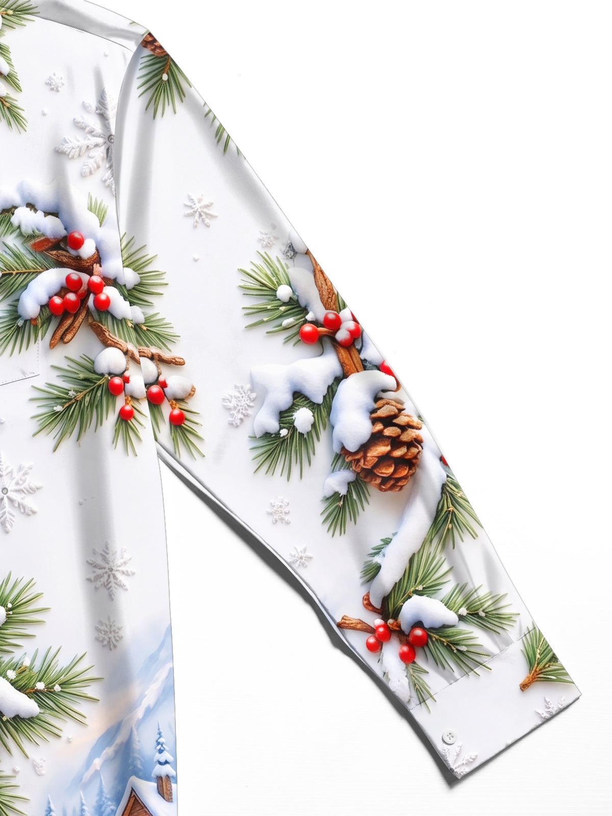 Oceanlyte Men's Graphic Christmas Parrot Print Long Sleeve Shirt with Chest Pocket