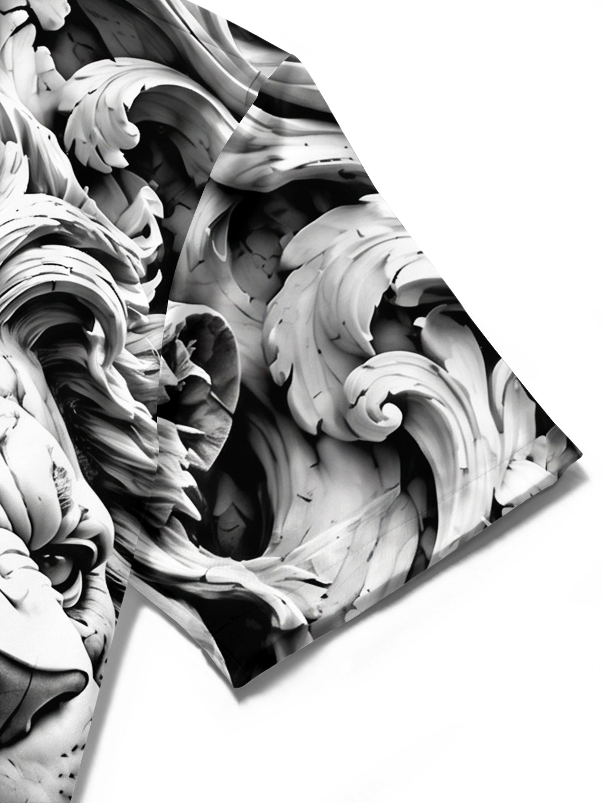 Oceanlyte Men's Graphic 3D Carved Lion Head Print Short Sleeve Shirt with Chest Pocket