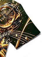Oceanlyte Black Gold Music Clock Men's Short Sleeve Shirt with Chest Pocket