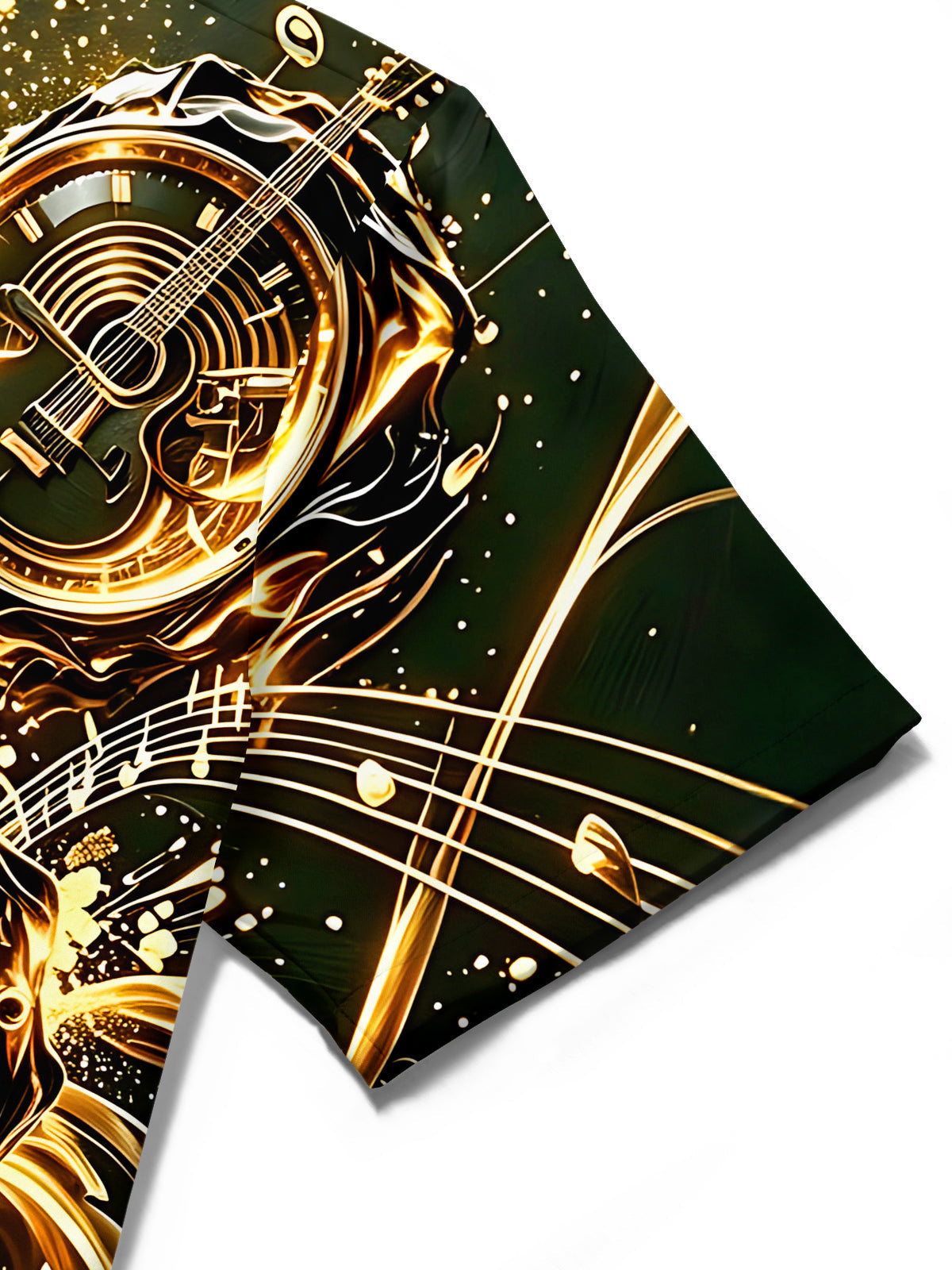 Oceanlyte Black Gold Music Clock Men's Short Sleeve Shirt with Chest Pocket