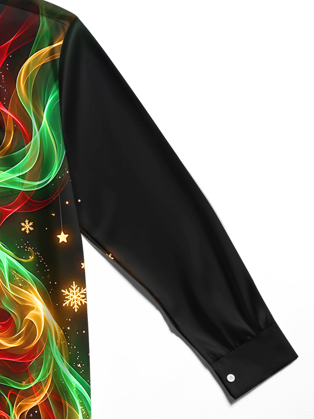 Oceanlyte Men's Long Sleeve Shirt - Christmas Neon Colorful Cat With Snowflakes And Stars Print with Chest Pocket