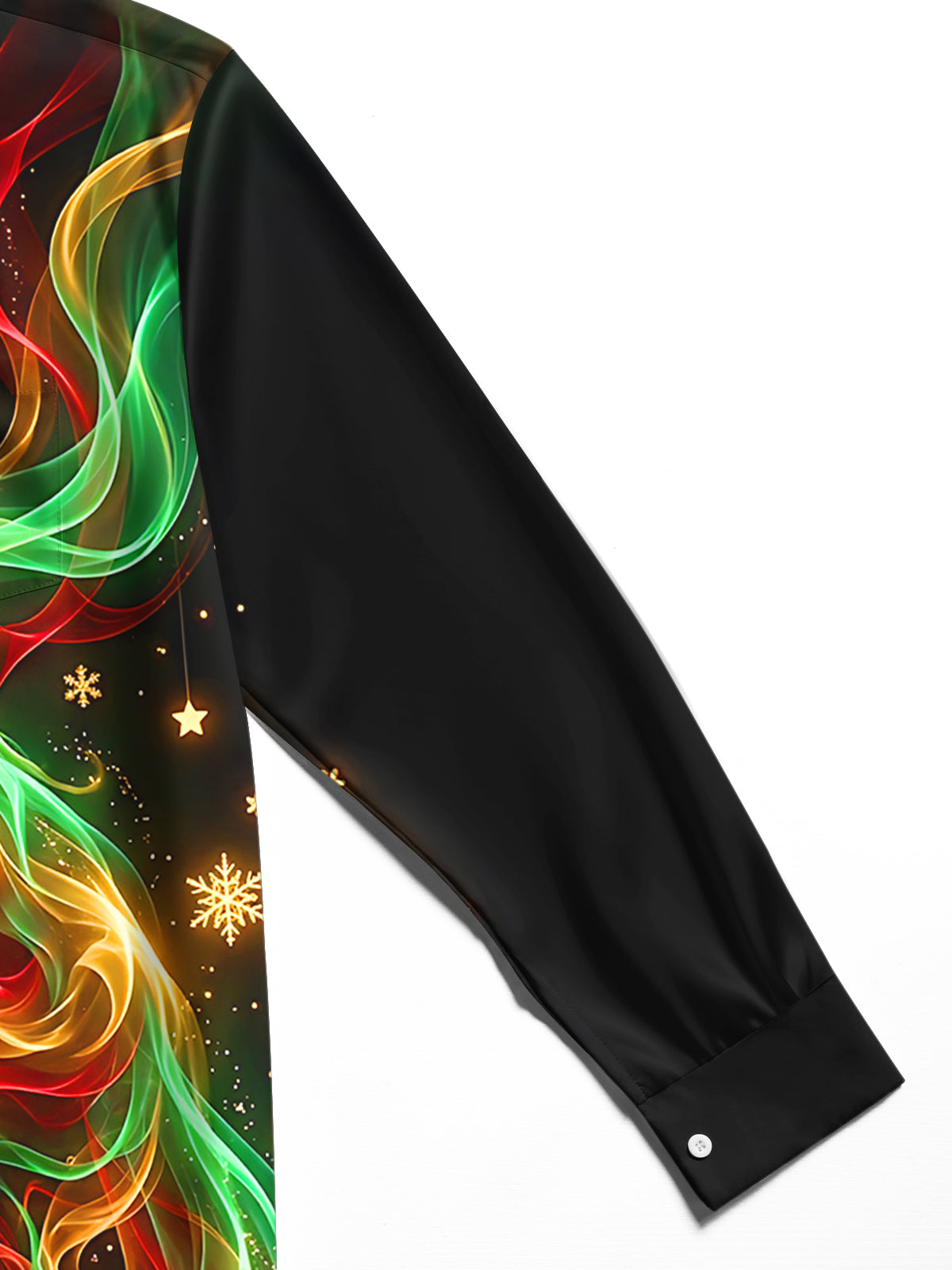 Oceanlyte Men's Long Sleeve Shirt - Christmas Neon Colorful Cat With Snowflakes And Stars Print with Chest Pocket