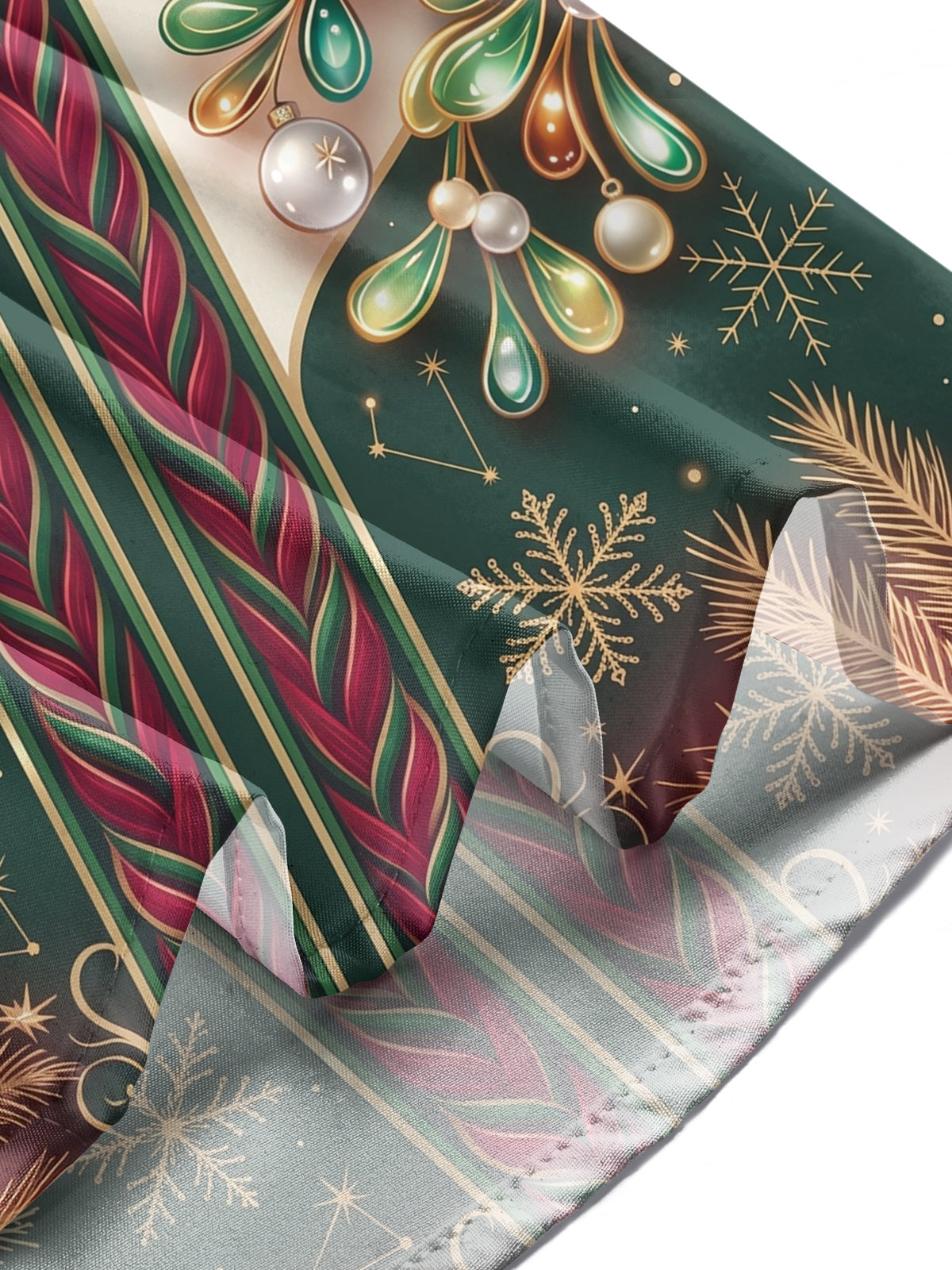Oceanlyte Men's Christmas Ornaments And Snowflakes Print Long Sleeve Shirt with Chest Pocket