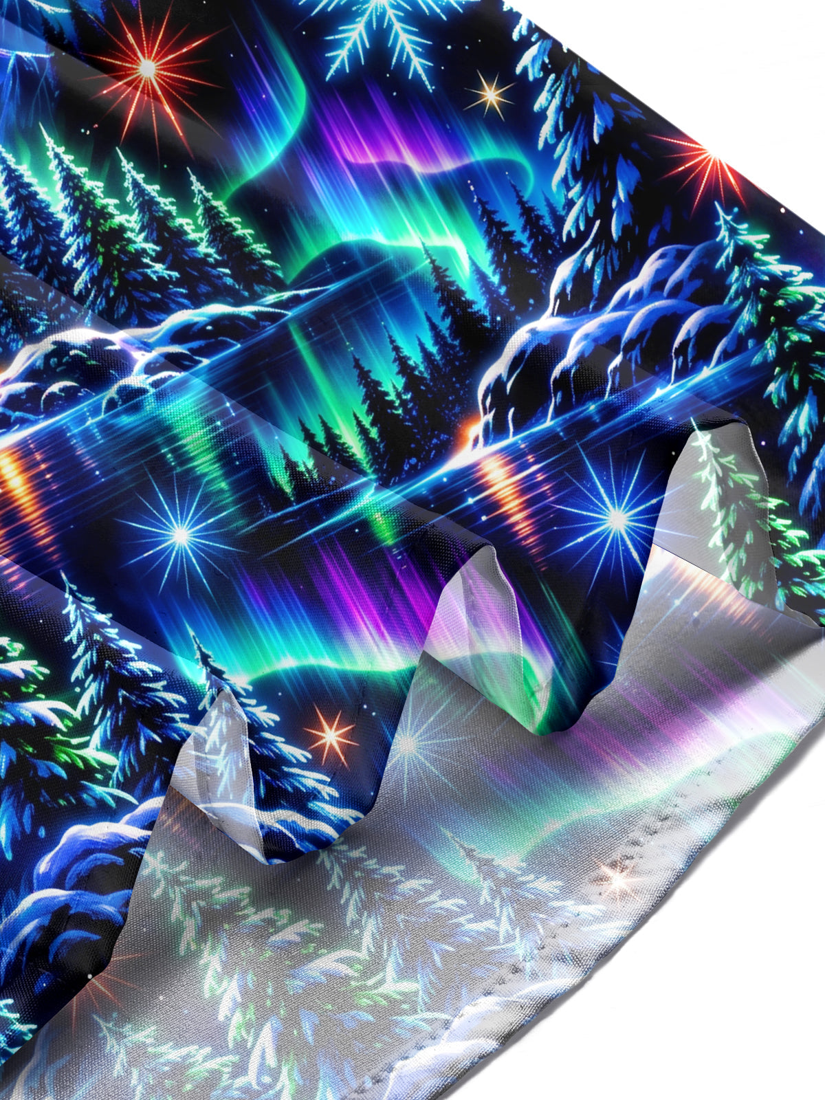 Oceanlyte Men's Long Sleeve Shirt - Aurora Borealis And Snowy Mountain Landscape Print with Chest Pocket