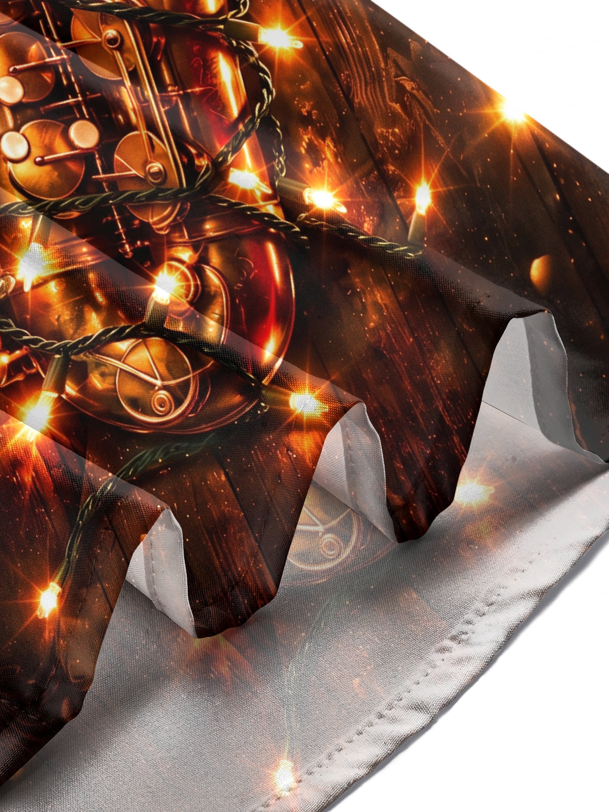 Oceanlyte Men's Saxophone And Christmas Light String Print Long Sleeve Shirt with Chest Pocket