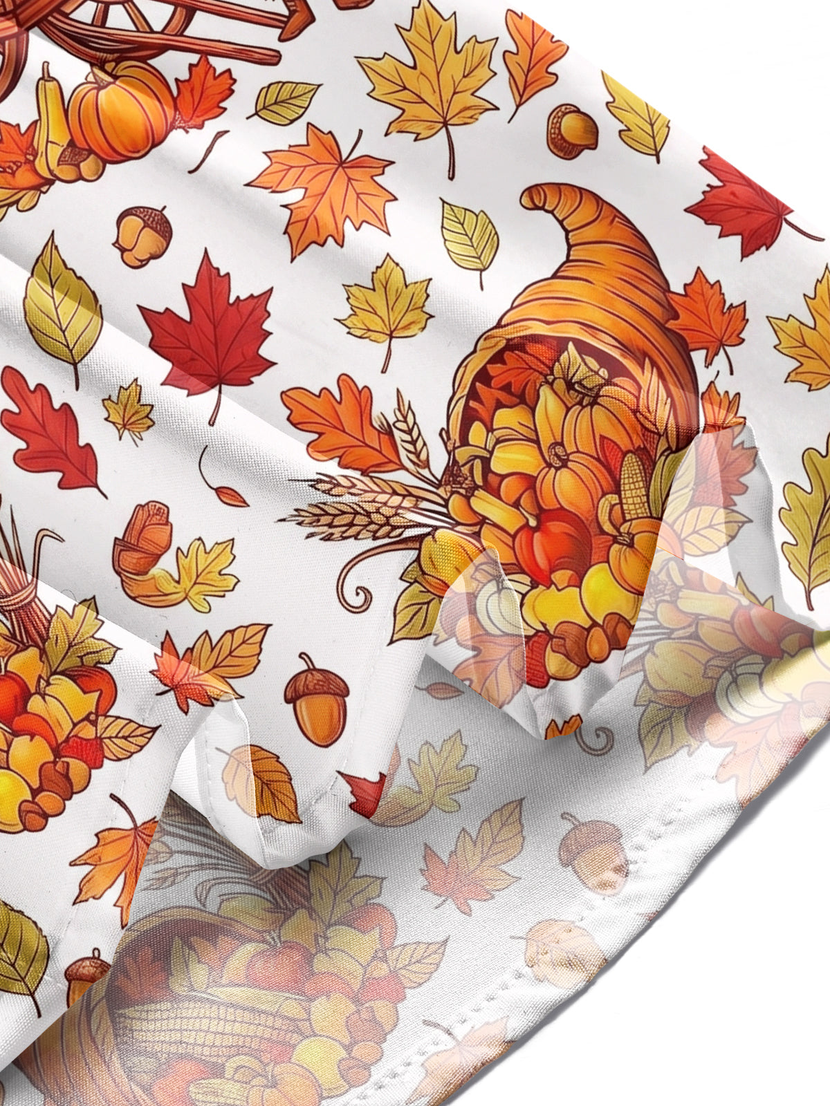 Oceanlyte Men's Long Sleeve Shirt - Thanksgiving Cornucopia And Harvest Cartoons Print with Chest Pocket