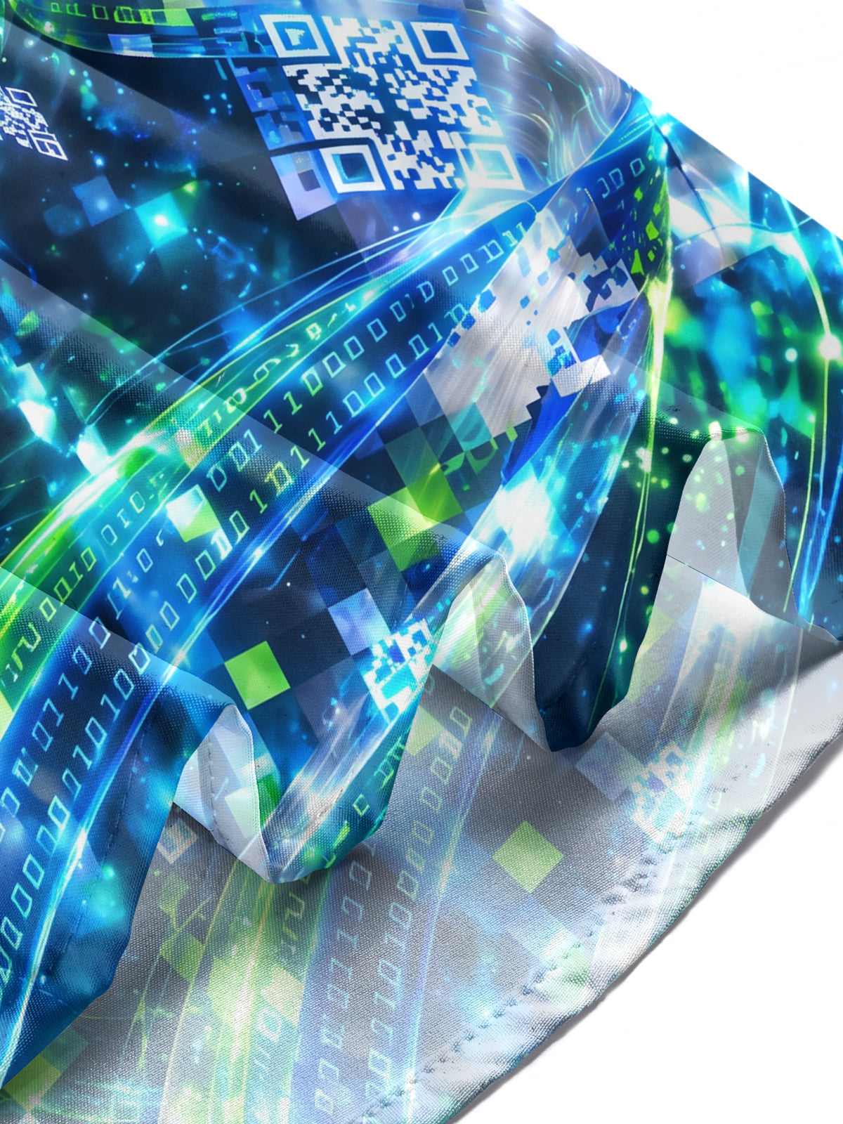 Oceanlyte Men's Abstract Digital Code And QR Codes Print Long Sleeve Shirt with Chest Pocket