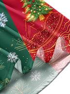 Oceanlyte Men's Printed Christmas Trees And Snowflakes Print Long Sleeve Shirt with Chest Pocket
