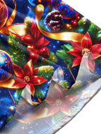 Oceanlyte Men's Printed Christmas Lanterns And Ornaments Print Long Sleeve Shirt with Chest Pocket