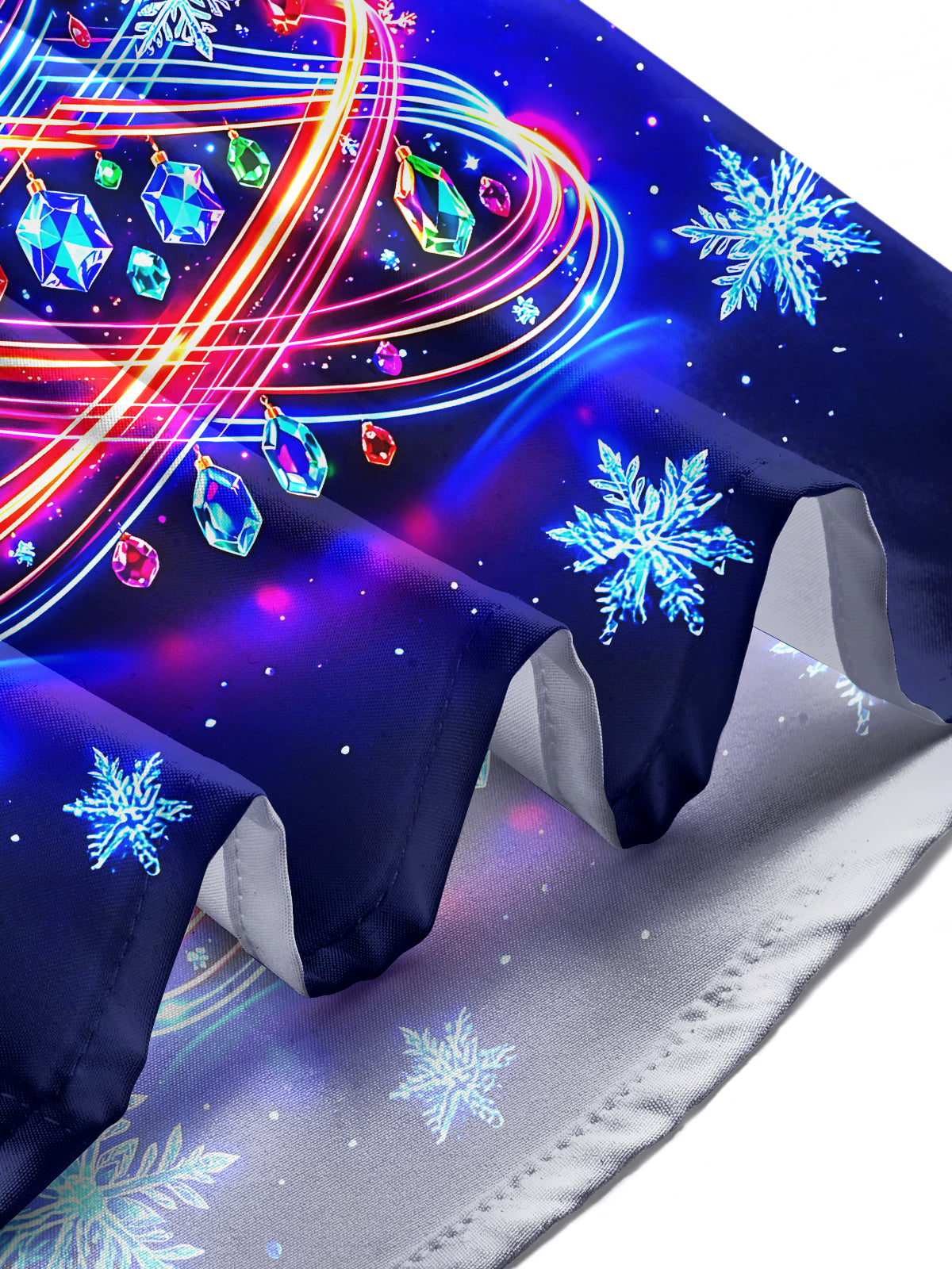 Oceanlyte Men's Long Sleeve Shirt - Neon Light Spiral Christmas Tree With Ornaments Print with Chest Pocket
