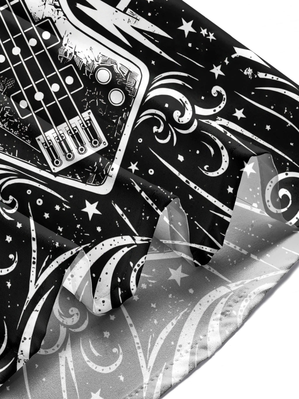 Oceanlyte Men's Bass Guitar With Stars And Lightning Print Long Sleeve Shirt with Chest Pocket