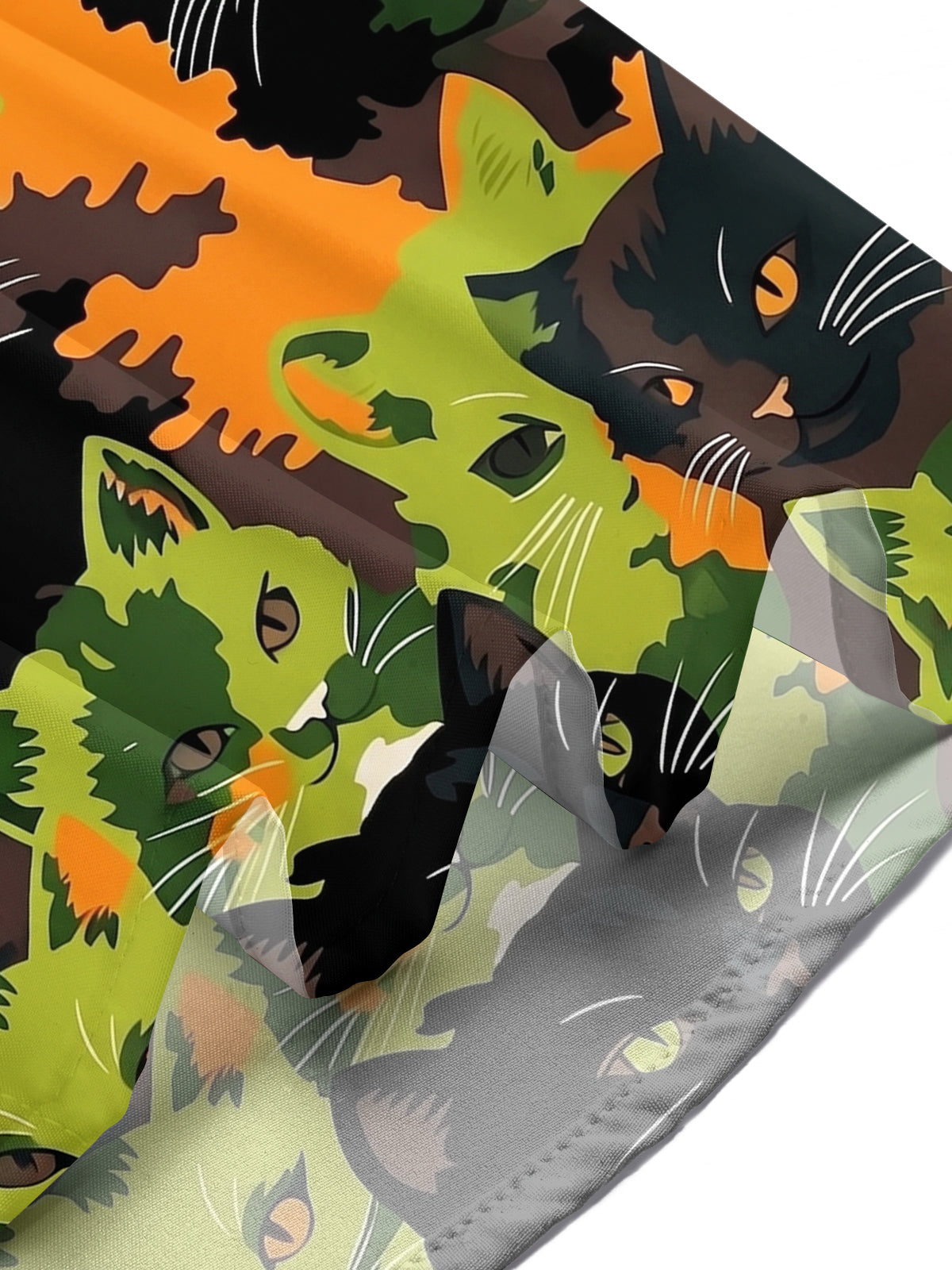 Oceanlyte Men's Hawaiian Cat Faces Print Camouflage Pattern Short Sleeve Shirt with Chest Pocket
