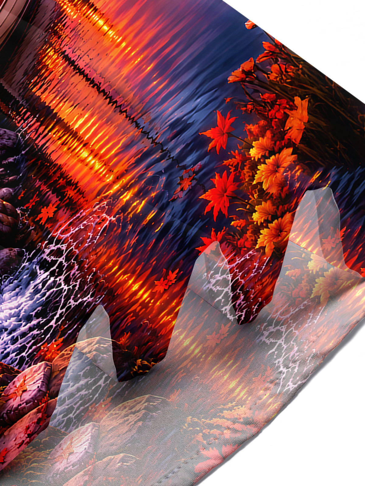 Oceanlyte Men's Hawaiian Sunset Lake Landscape Print Short Sleeve Shirt with Chest Pocket